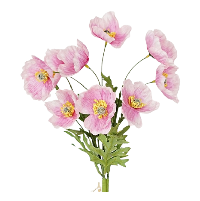 16" Pink Wrinkle Poppy Bush
