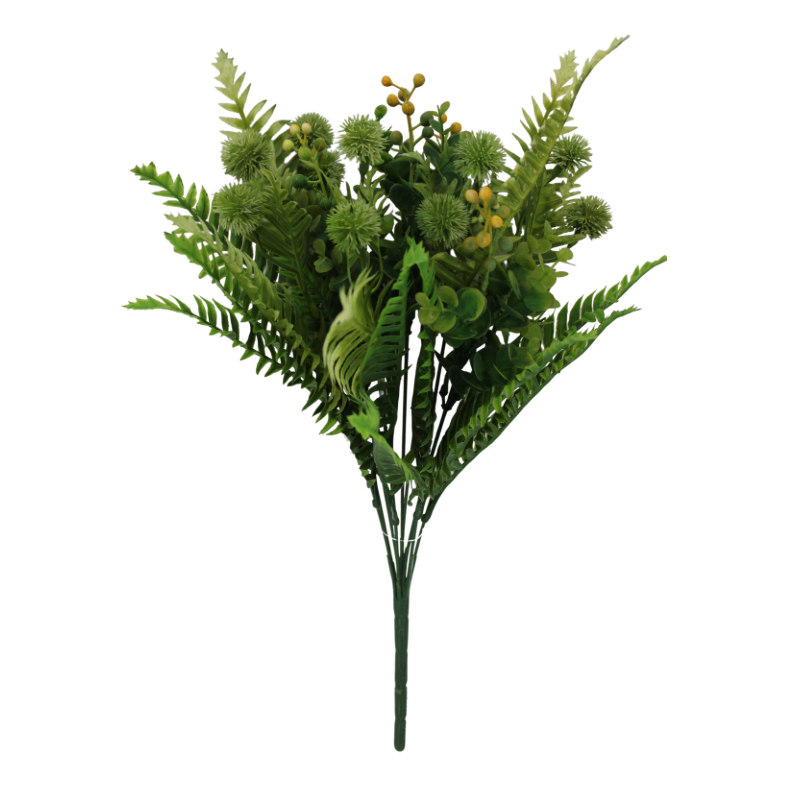 18" Plastic Fern Berry Bush