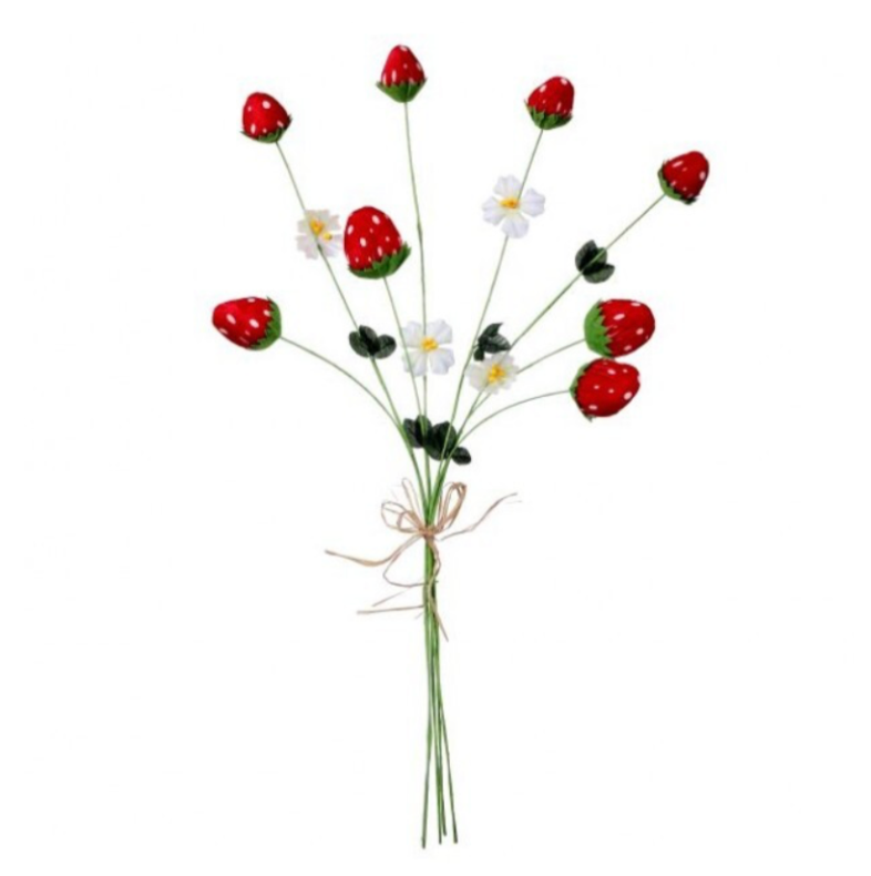 24" Hanging Felt Strawberry Spray X8