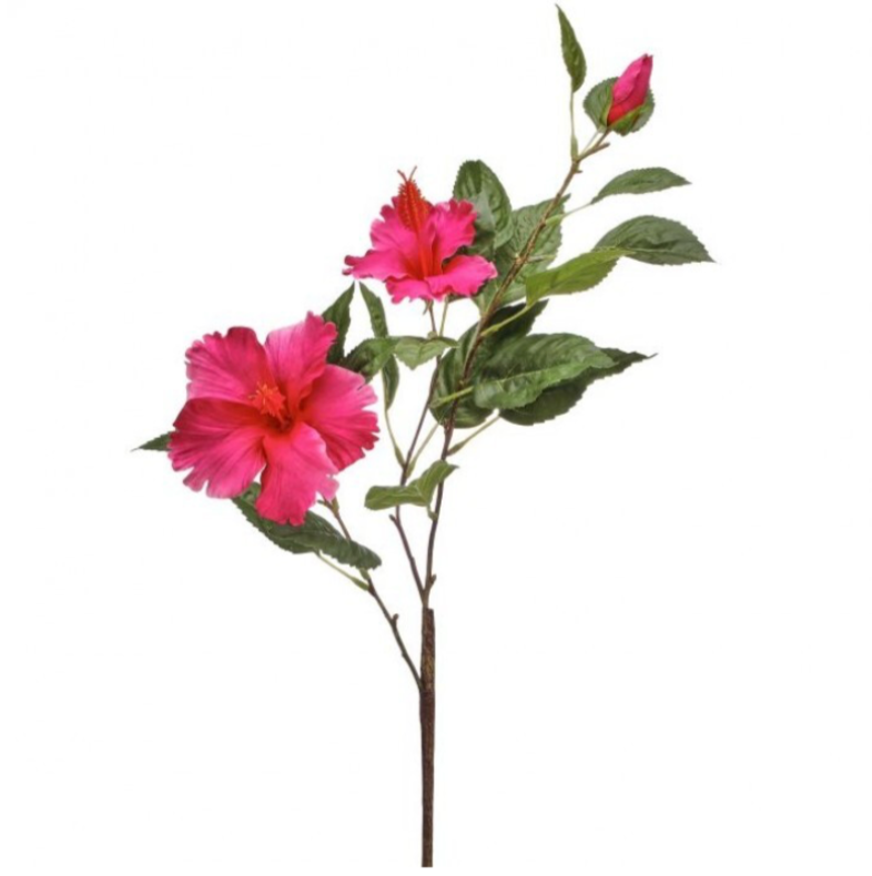 29" Double Hibiscus & Bud (Fuchsia)