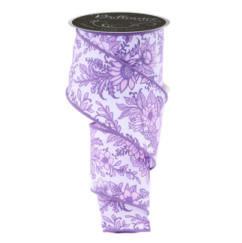 2.5" x 10yd Chinoiserie Florals (Lavender)
