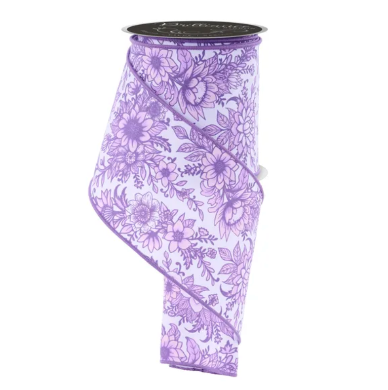 4" x 10yd Chinoiserie Florals (Lavender)