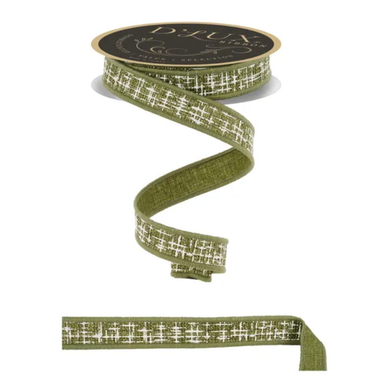 7/8" x 10yd Knit Look Texture/Fused (Moss Green/Ivory)