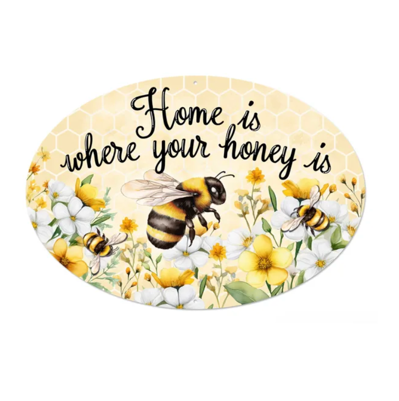 15"L x 10.35"H Bee Honey Oval Sign