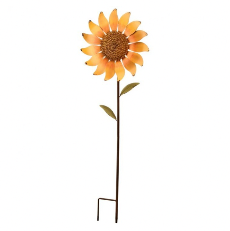 11.25"D 36"T Metal Garden Sunflower Stake