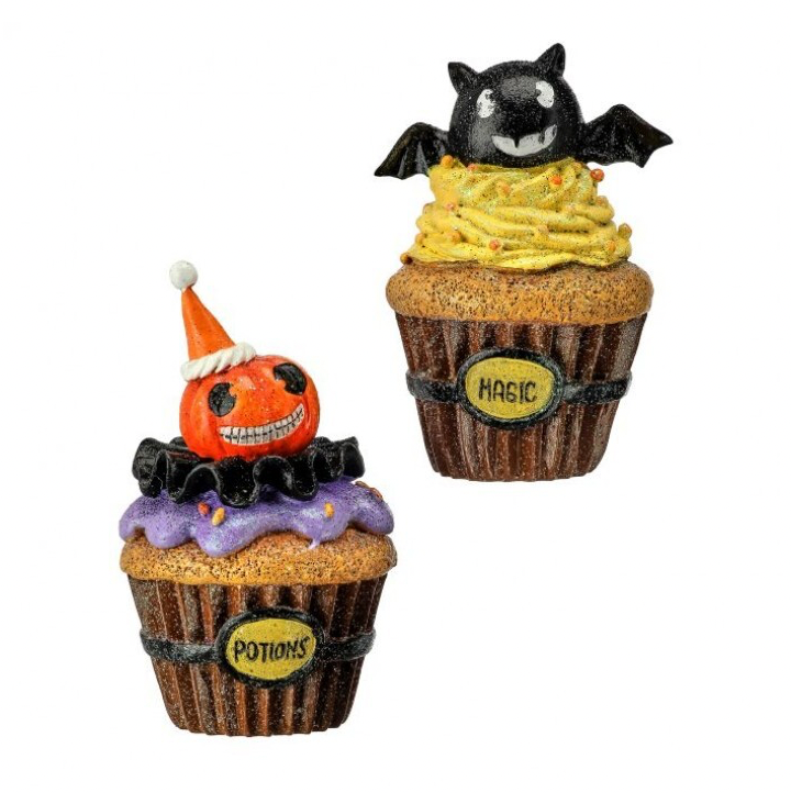 5-5.5" Resin Ghost Bat/Pumpkin Cupcake (Assorted)