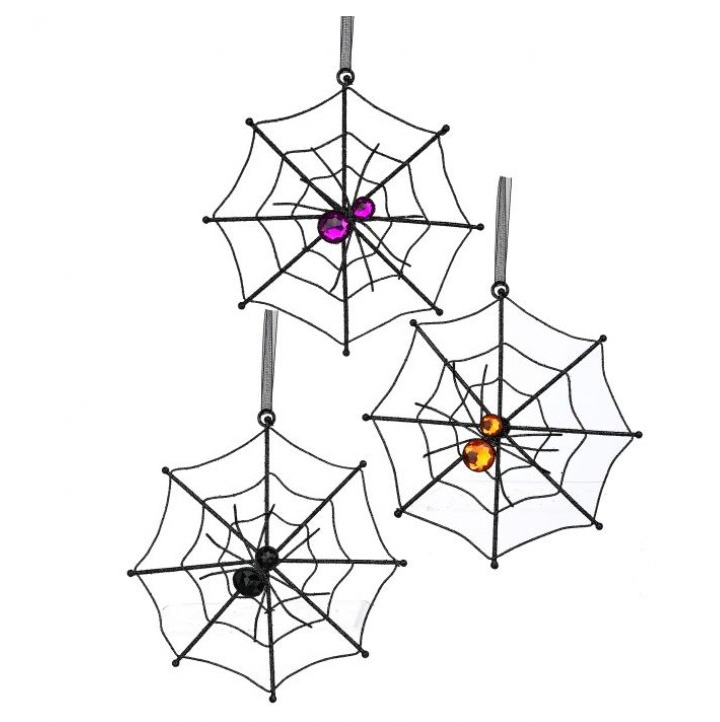 6.5" Glitter Web W/Jewel Spider (Assorted)