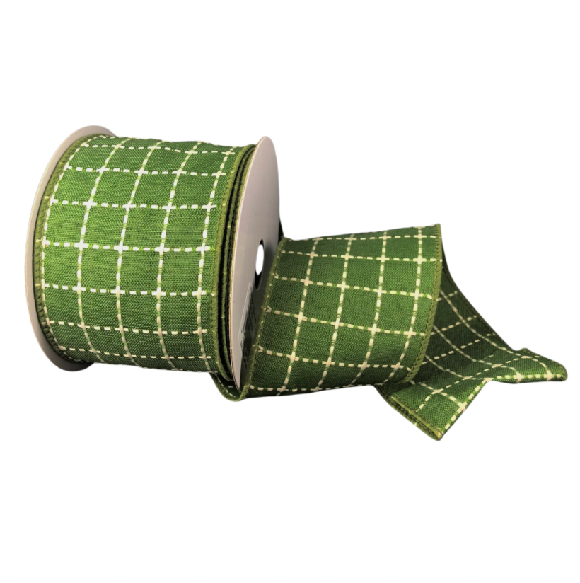 2.5" X 10Y Plaid (Moss/Cream)