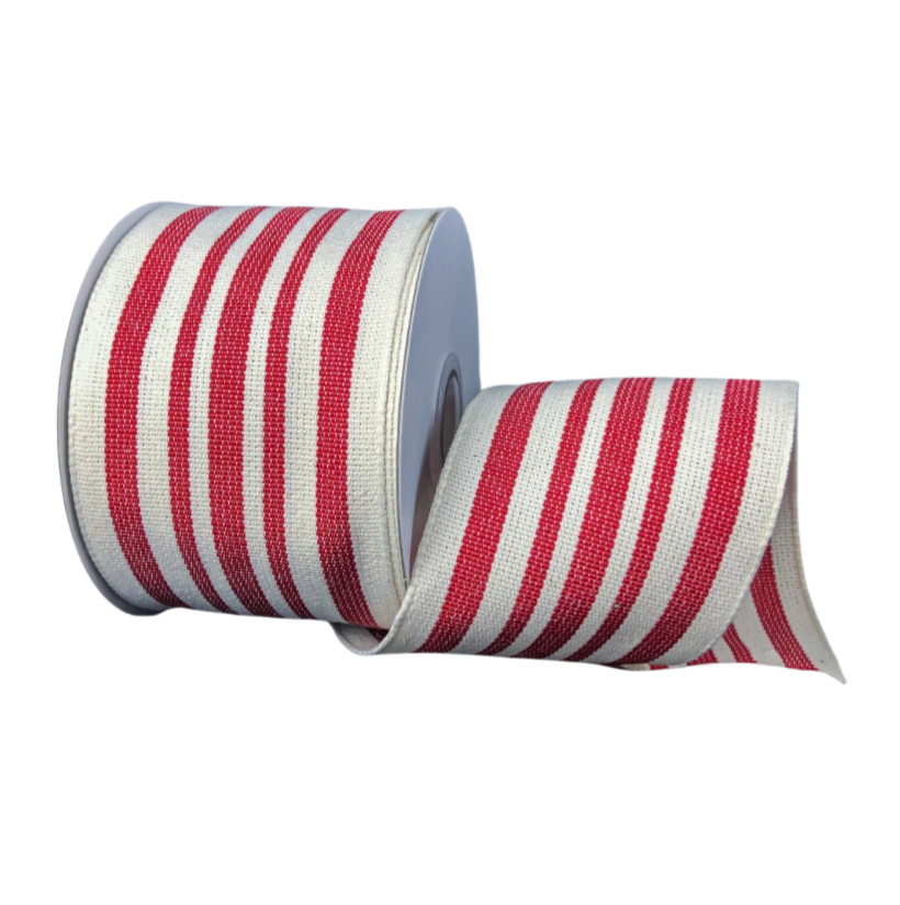 2.5" X 10YD French Stripes (Red/Ivory)