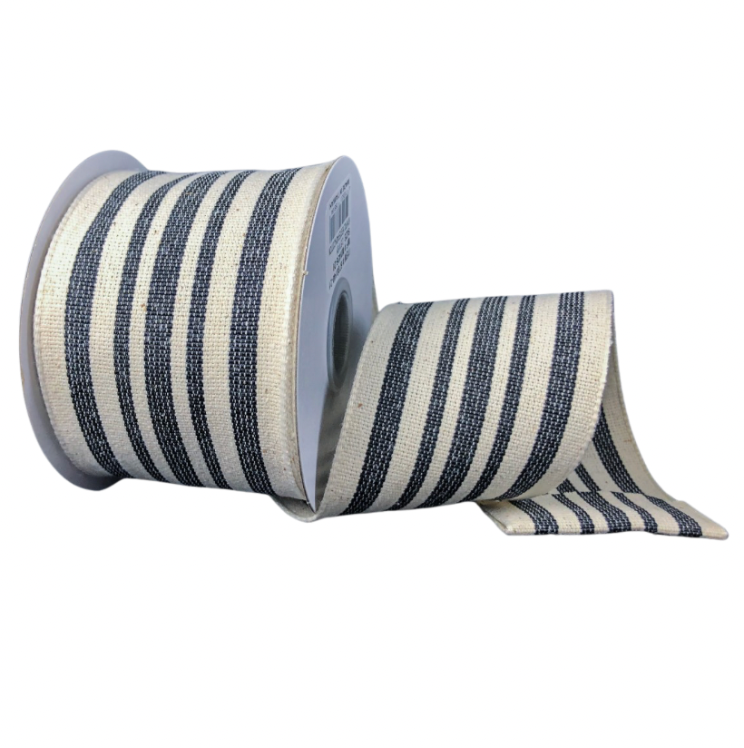 2.5" X 10YD French Stripes (Black/Ivory)