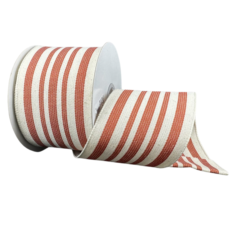 2.5" X 10Y French Stripes (Rust/Ivory)