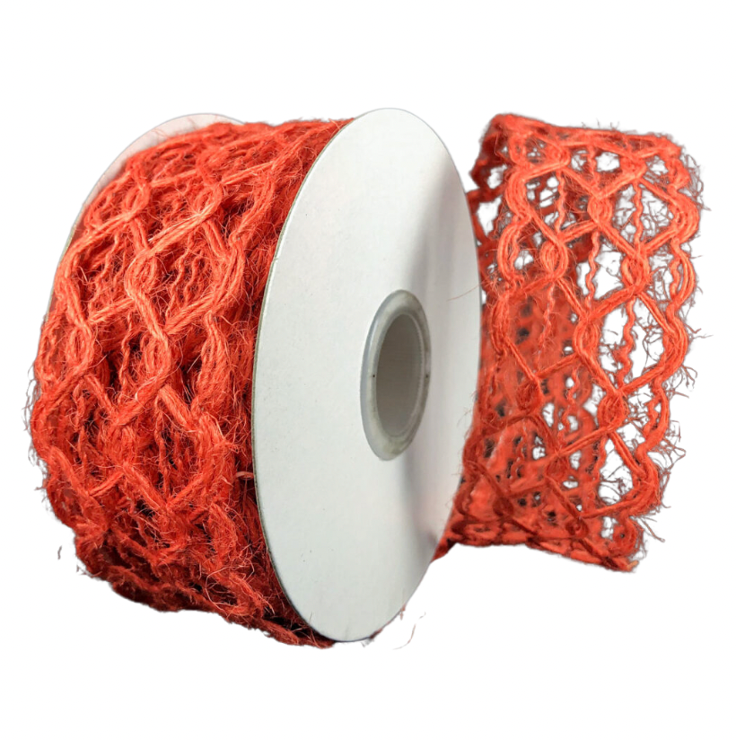 1.5" X 10YD Scallop Weave Burlap (Orange)