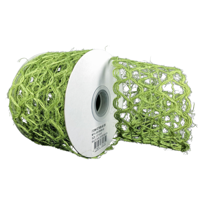 2.5" X 10YD Scallop Weave Burlap (Green)