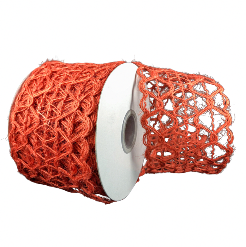 2.5" X 10YD Scallop Weave Burlap (Orange)