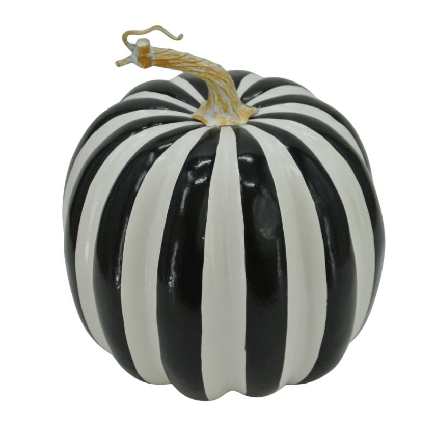 7.5" Stripe Pumpkin (Black/White)