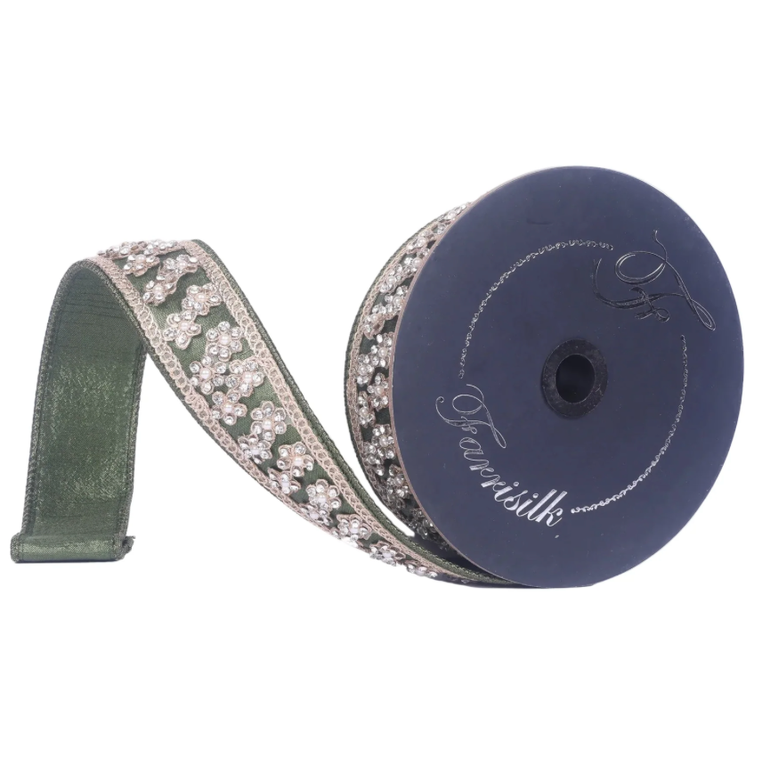 1.5"X5YD Crystal Florettes (Olive) Farrisilk