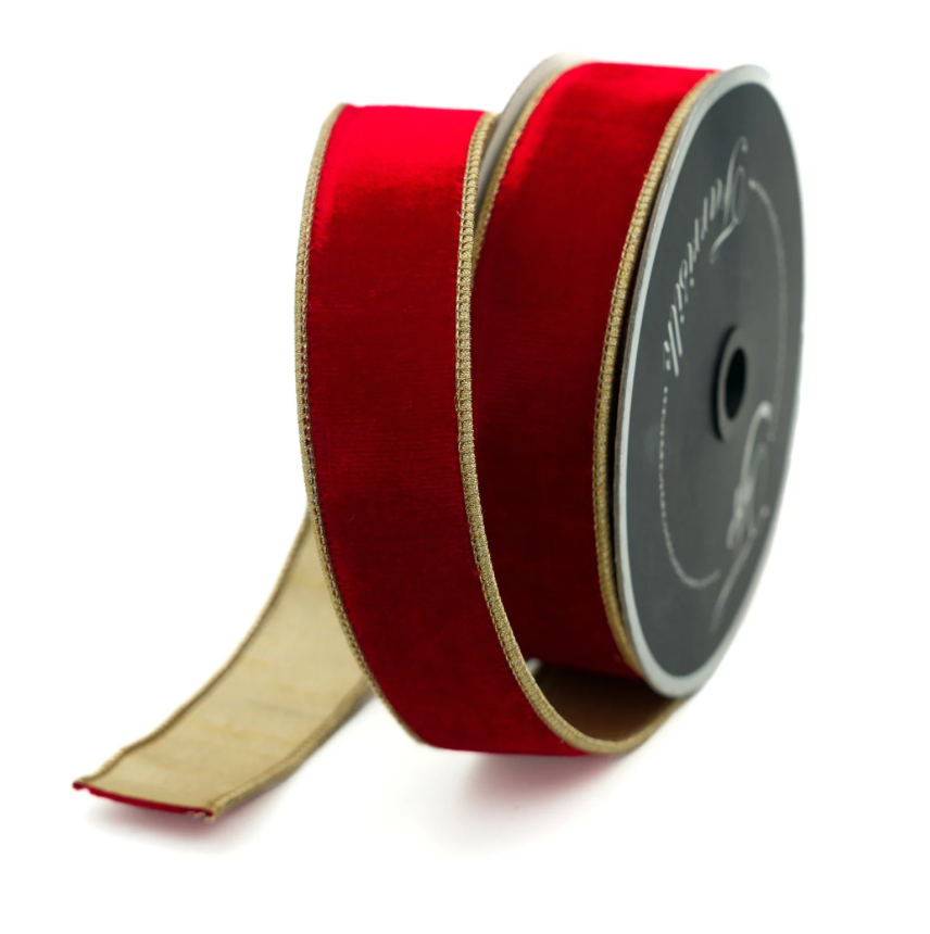 1.5"X10YD Flashy Velvet (Red) Farrisilk