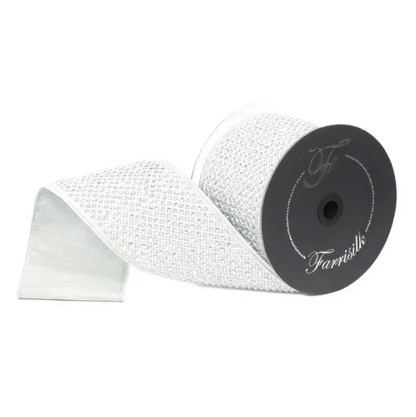4"X5YD Glamour Glitz (White) Farrisilk
