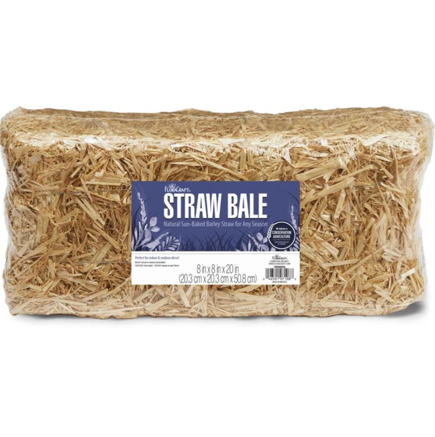 8 x 8 x 20" Decorative Straw Hay Bale