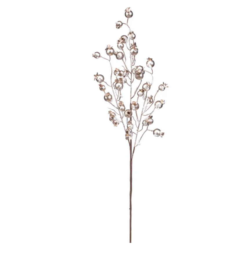 30" Platinum Snow Berry Spray
