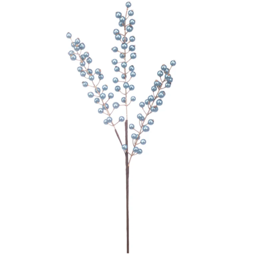 24" Blue Glitter Berry Spike
