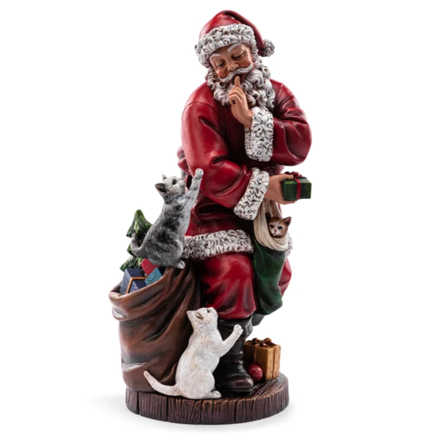 15.5" Santa Shushing Cats