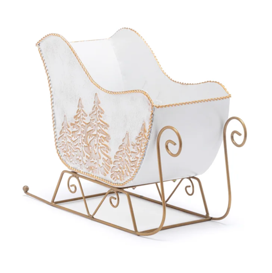White Embossed Tree Sleigh