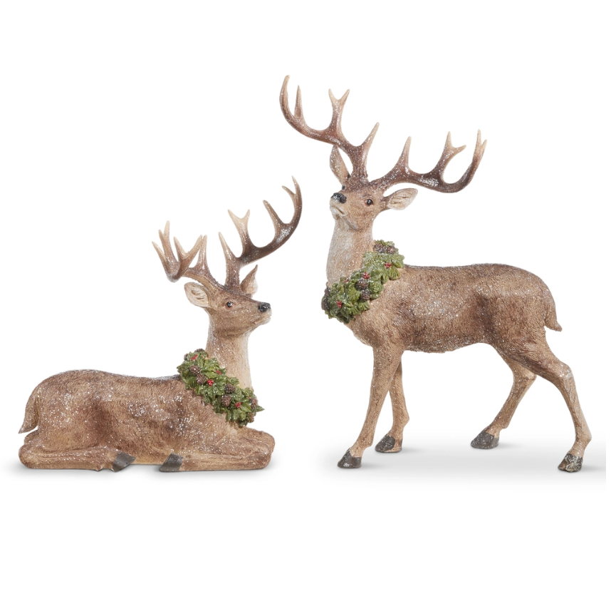 19.5" and 14" Deer With Wreath (Purchase is for ONE)