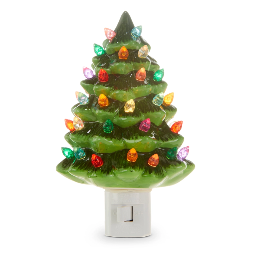 6" Vintage Green Tree Night Light