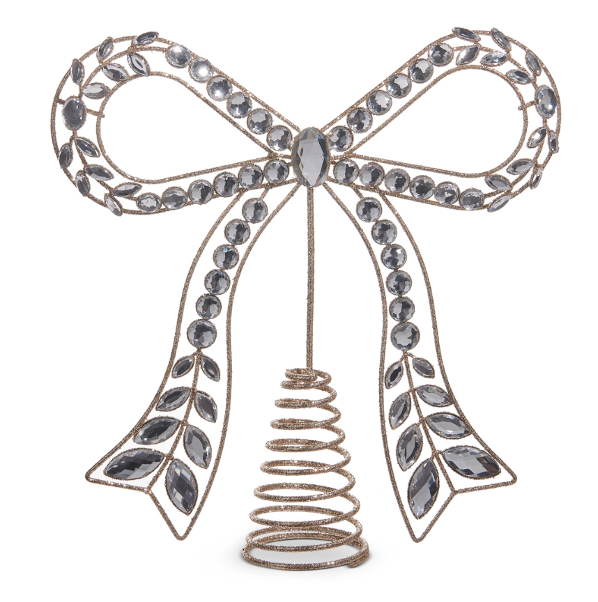 10.5" Clear Jeweled Bow Tree Topper