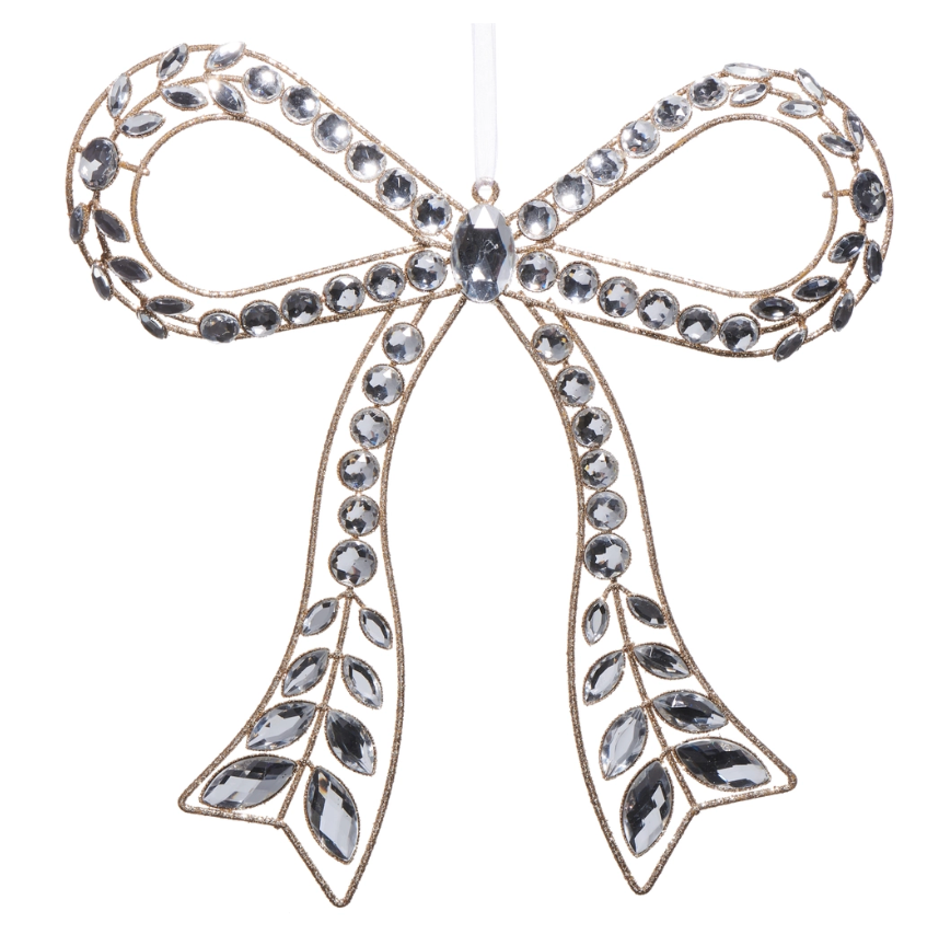 10.5" Clear Jeweled Bow Ornament