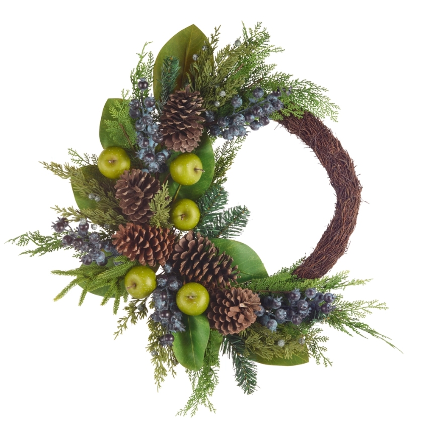 23" Asymmetrical Apple, Berry And Greenery Wreath