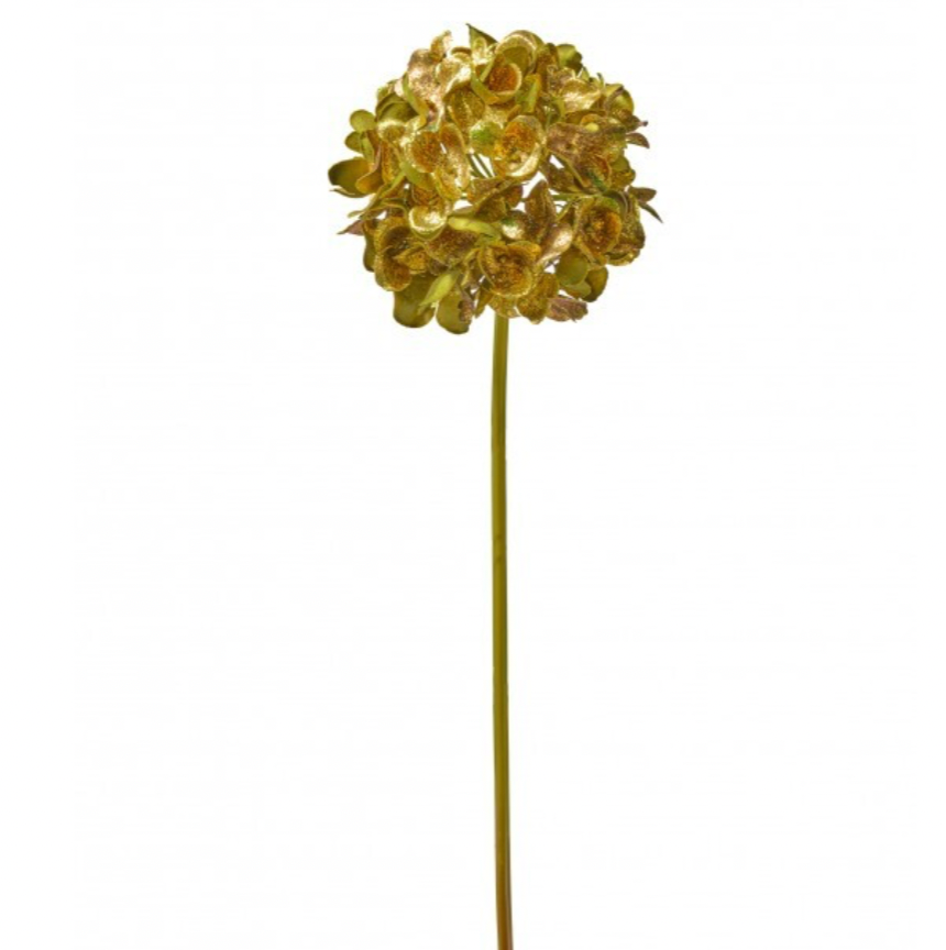 18" Metallic Glitter Hydrangea Stem (Brown/Gold)