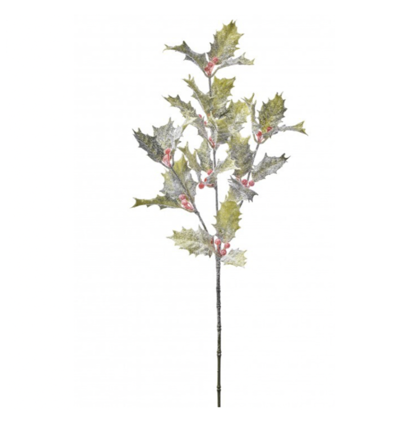 27" Iced Southern Holly Spray
