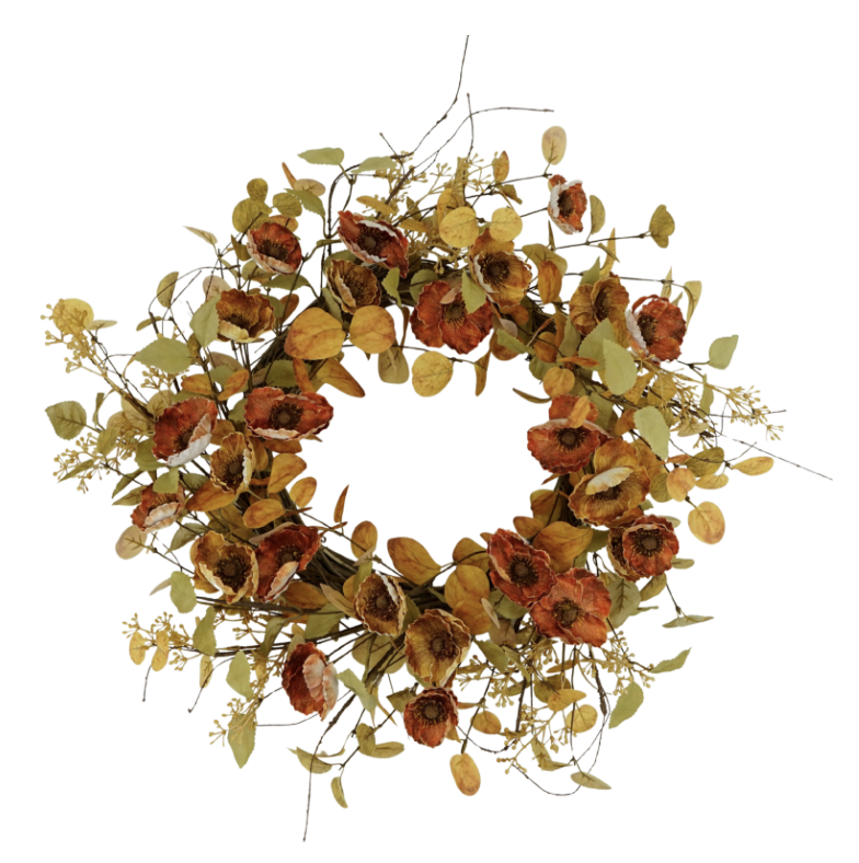 22" Mixed Poppy Wreath