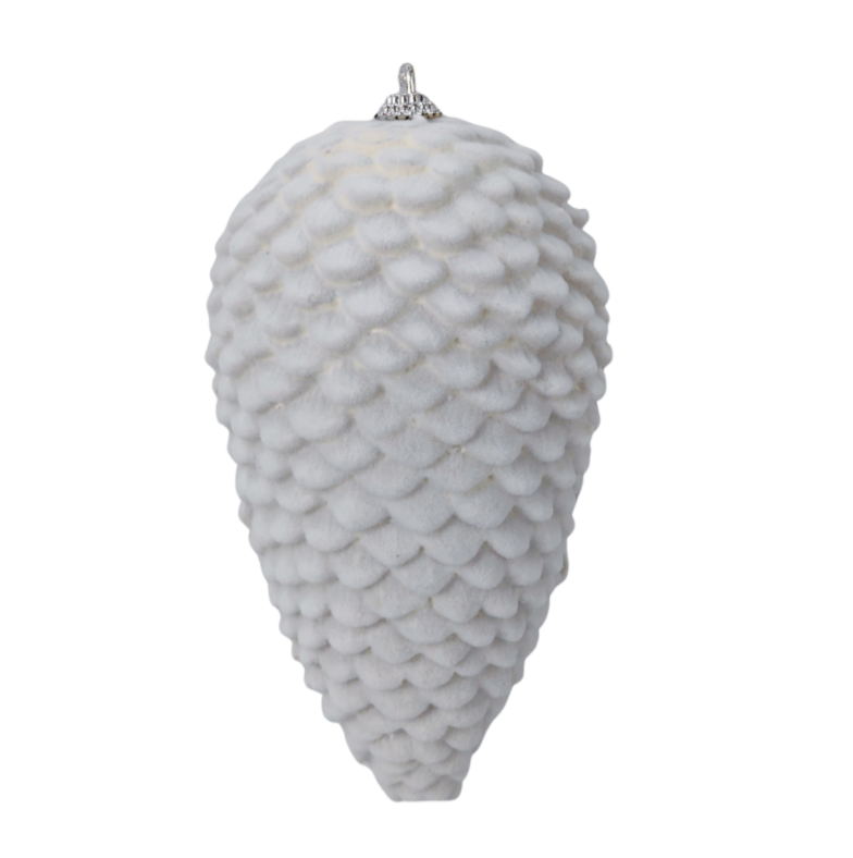 6" Hanging Pinecone (White)