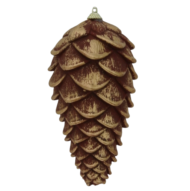 7" Hanging Pine Cone (Dark Red/Gold)