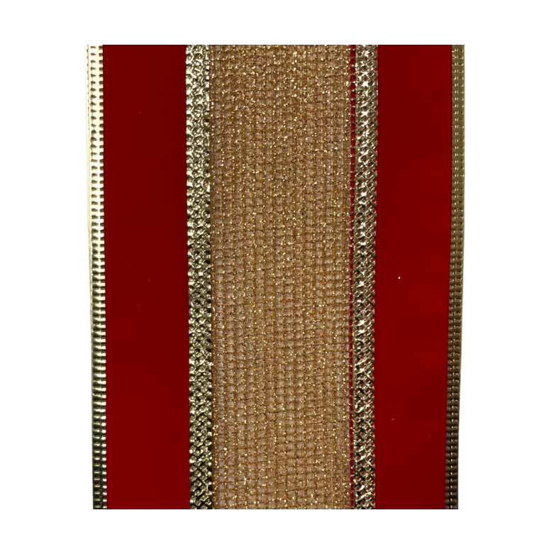 4"X10Y Red Velvet/Gold Net Center