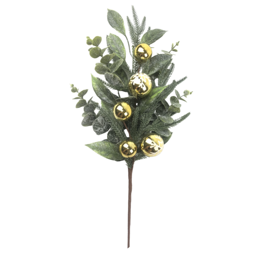 27" Mixed Leaf & Ball (Gold)
