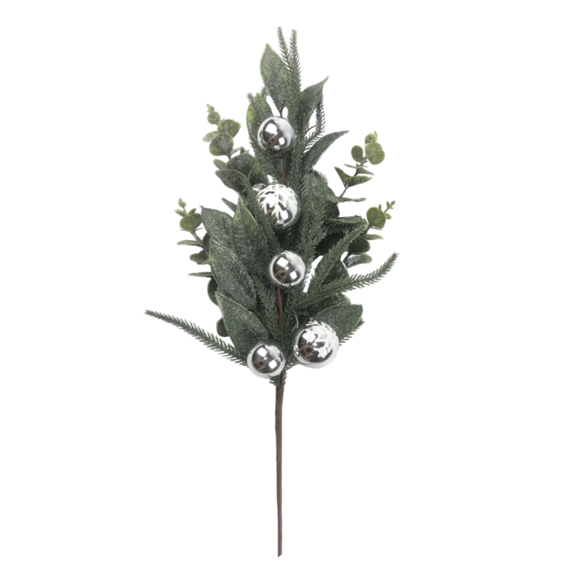 27" Mixed Leaf & Ball (Silver)
