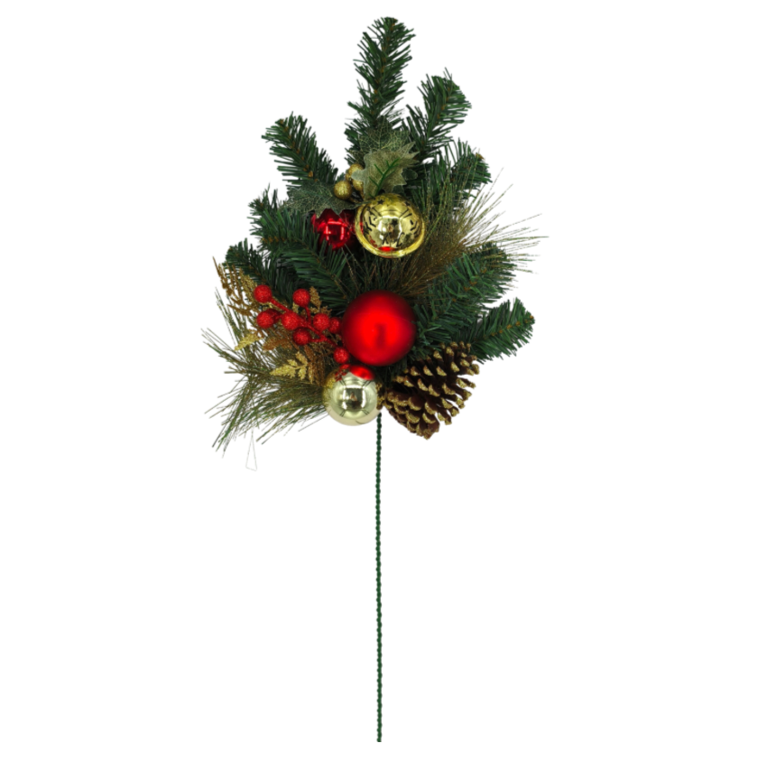 30" Mixed Pine Pinecone Ball Bell Spray
