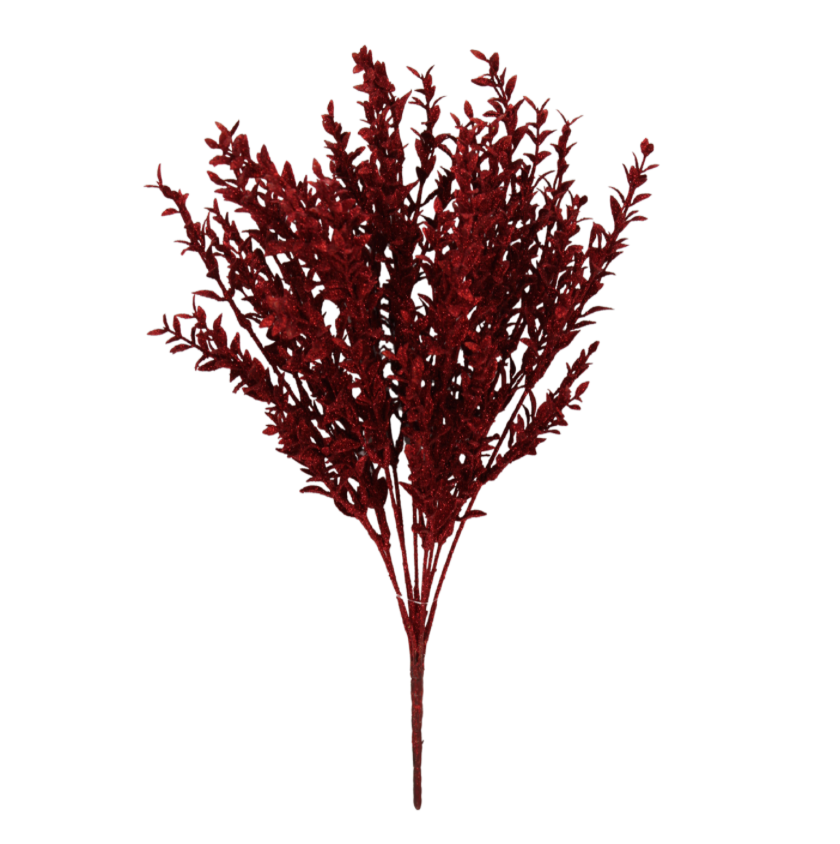 21" Plastic Leaf W Glitter (Red)