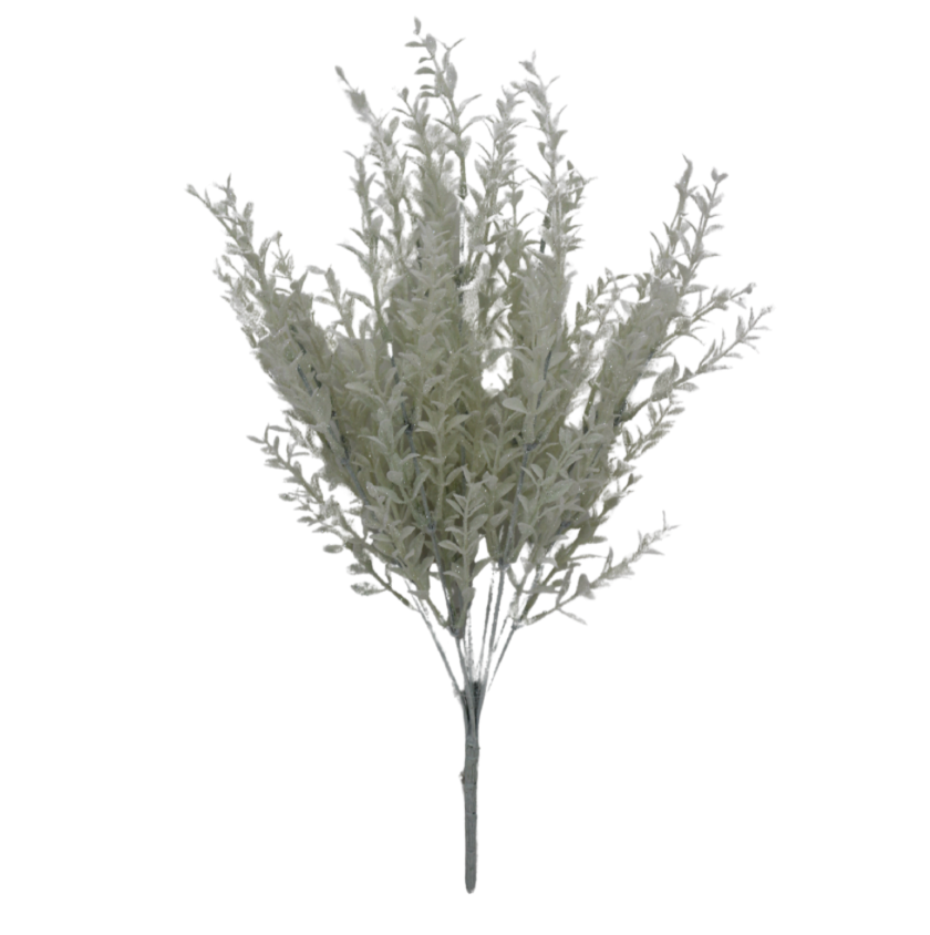 21" Plastic Leaf W Glitter (White)