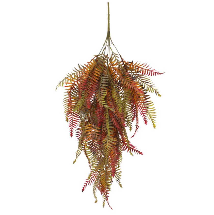 33" Plastic Fern Hanging X5 (Orange/Green)