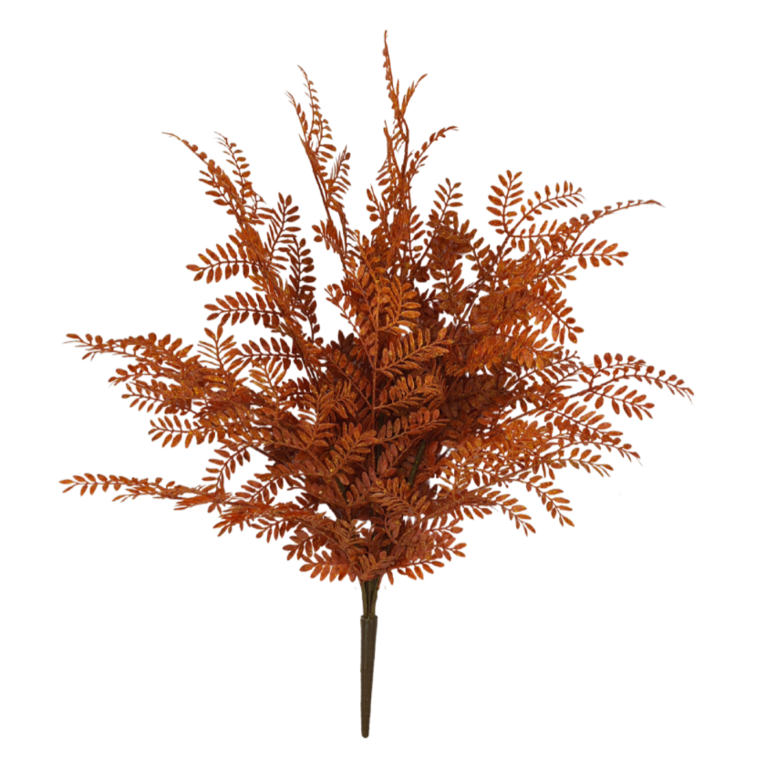 20" Plastic Fern Bush UV Treated (Orange)