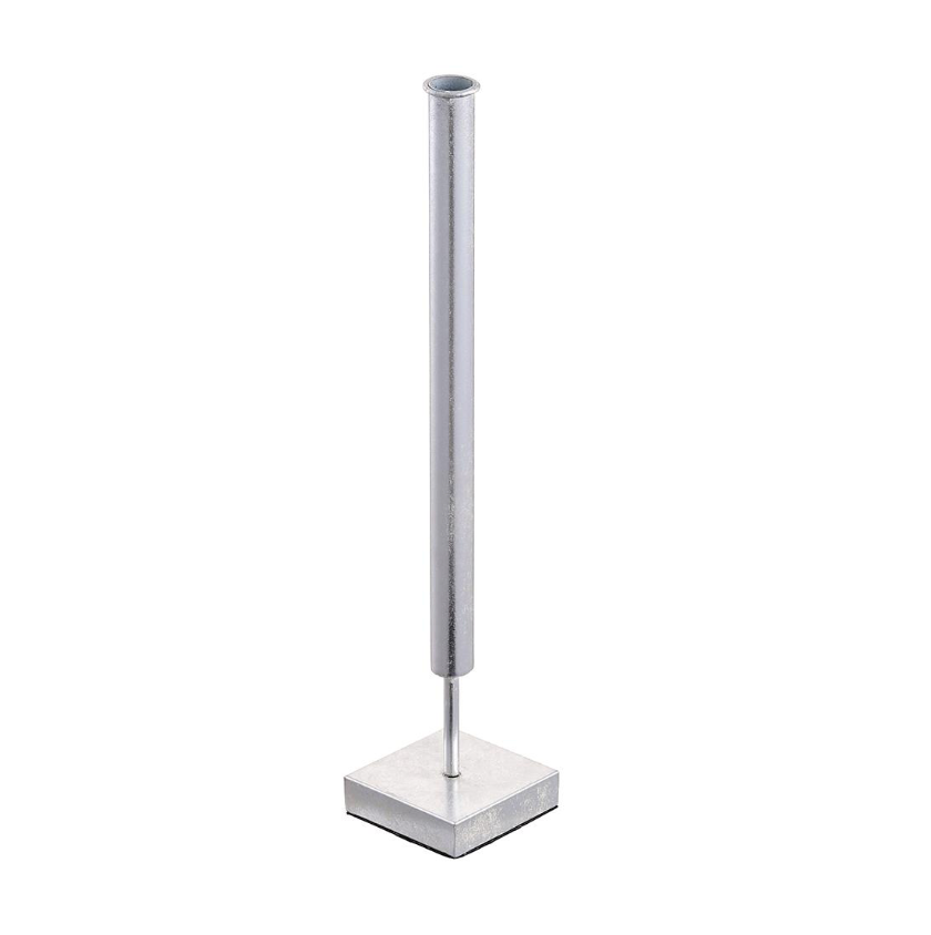 19.5" Metal Tube Candle Holder W/Plate (Antique Silver)