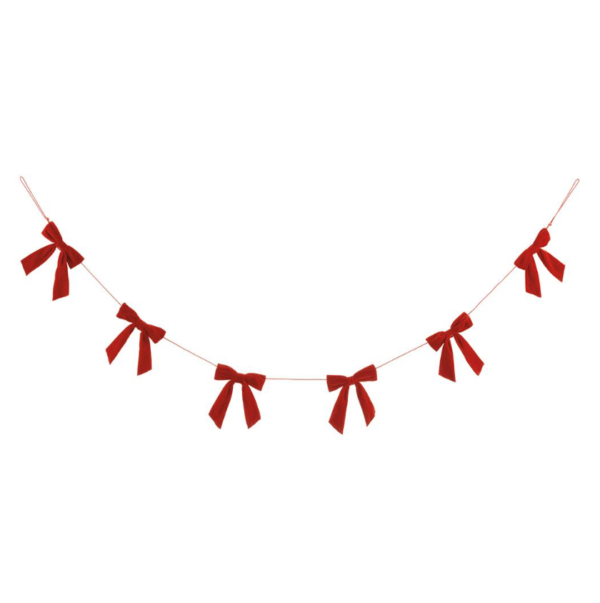5' Velvet Bow Garland (Red)
