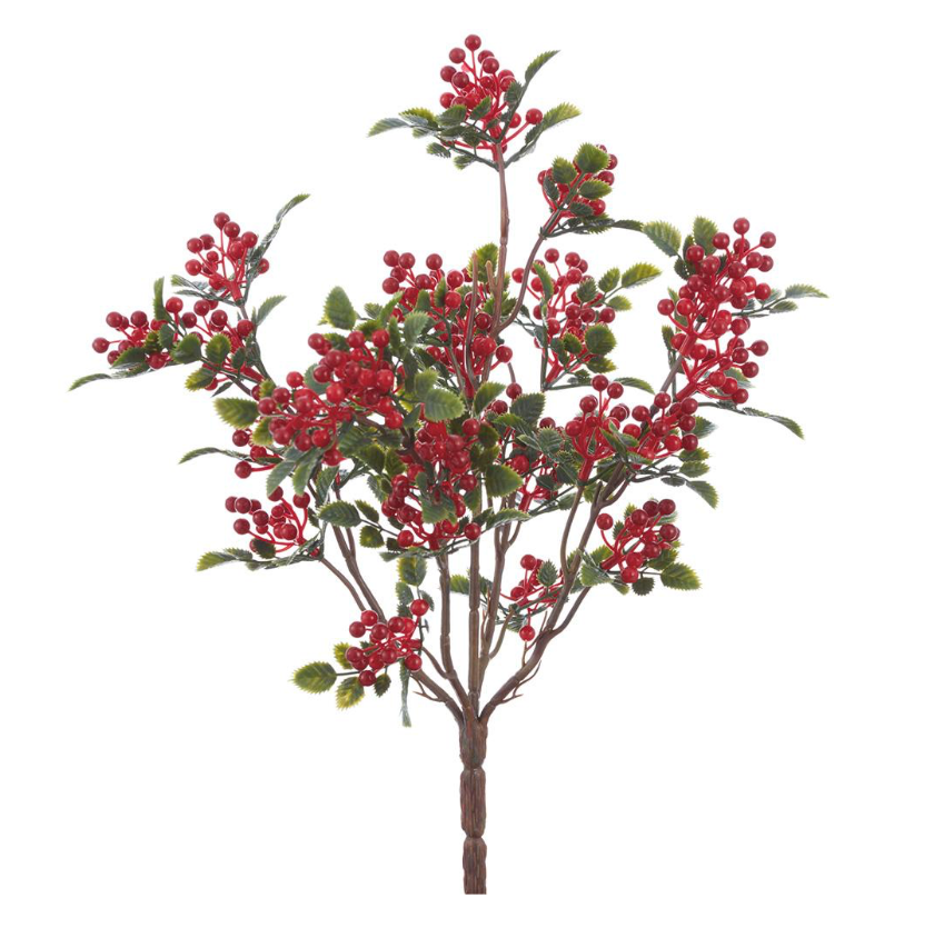 12.5"Plastic Berry Bush (Red/Green)