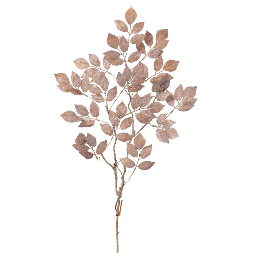36"Glittered Rose Leaf Spray (Brown)