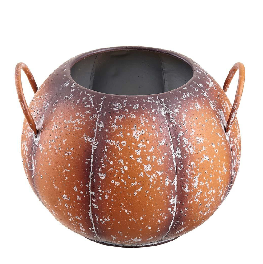 7" Metal Pumpkin Planter (Orange)